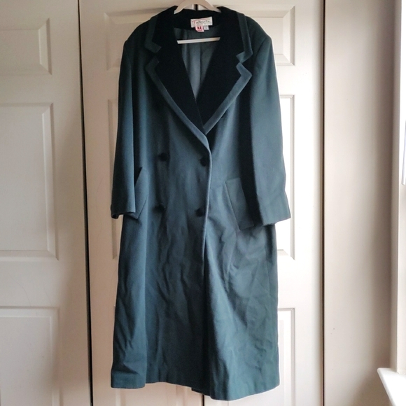 Talbots Vintage Women's Long Pea Coat Dark Green Size 18 - Picture 1 of 10